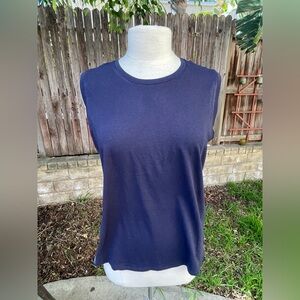 Quince sleeveless Navy Blue cotton modal Women's Top Comfy loungewear large